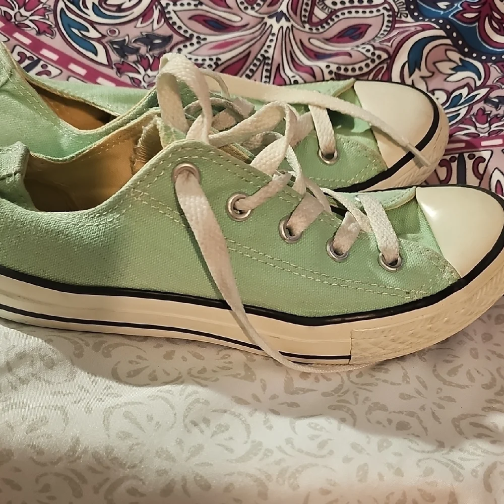 Converse Girl's All Star Mint Green Sneakers Size 2 Like New